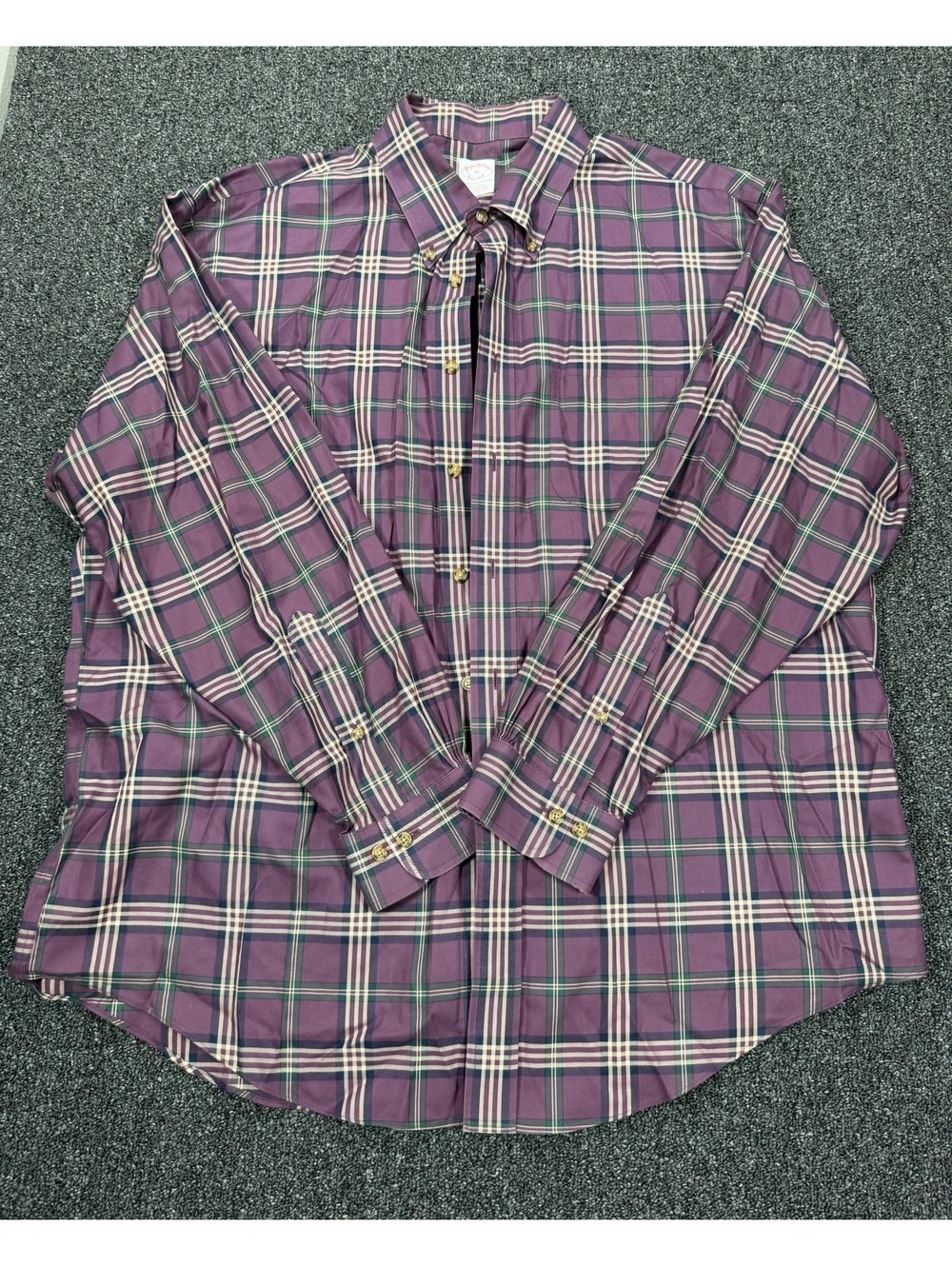 Brooks Brothers Men's XL Purple Plaid Button-Down Dress Shirt